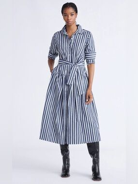 Free Assembly NWT Striped Belted Cotton Maxi Shirt Dress L 12/14